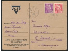 1949-1950: 3 YMCA-Umschläge mit Frankreich-Frankatur nach Deutschland, Absender ist ein deutscher Oberleutnant im Militär-Gef