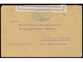 seltener grüner Zensur-Ovalstempel  "Geschlossen durch die Briefüberwachungsstelle des Königlich Preussischen Kriegsministeri