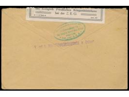 seltener grüner Zensur-Ovalstempel  "Geschlossen durch die Briefüberwachungsstelle des Königlich Preussischen Kriegsministeri