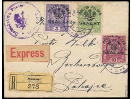 Lokalausgabe Skalat:  Österreich-Marken 3 H. - 20 H. und 30 H., 40 H. und 60 H. mit  Handstempelaufdruck  von Skalat beidseit