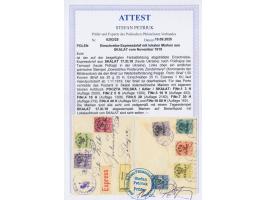 Lokalausgabe Skalat:  Österreich-Marken 3 H. - 20 H. und 30 H., 40 H. und 60 H. mit  Handstempelaufdruck  von Skalat beidseit