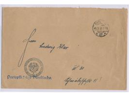 Orts-Dienstbrief "Portopflichtige Dienstsache" mit Stempel  Berlin O. 17  5.9.18, Dienstsiegel  Postüberwachungsstelle des Ga