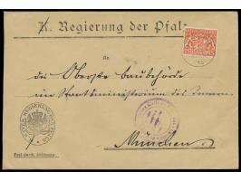 Rheinland-Besetzung,  Behördenbrief mit Bayern-Dienstmarke 15 Pf. mit Stempel  Speyer  3.3.19 nach München, violetter Kreisst