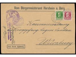 Rheinland-Besetzung, &nbsp;Behördenbrief mit Bayern 5 Pf. &nbsp;und 10 Pf. mit Stempel &nbsp;Bad Dürkheim &nbsp;4.3.19 nach W