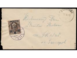 Lokalausgabe Skalat:  unfrankierter Brief mit Stempel  Potutory  17.11.19 nach Skalat, Österreich-Aushilfsportomarke 50 H. au