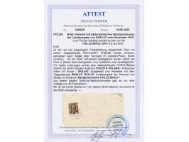 Lokalausgabe Skalat:  unfrankierter Brief mit Stempel  Potutory  17.11.19 nach Skalat, Österreich-Aushilfsportomarke 50 H. au