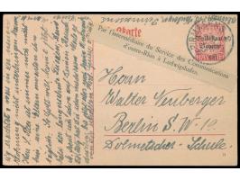 Rheinland-Besetzung, Ganzsache 10 Pf. "Volksstaat Bayern" mit Stempel Pirmasens 2 25.3.19 nach Berlin, gezähnter Leitzettel ü