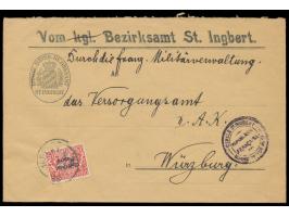 Rheinland-Besetzung, &nbsp;Behördenbrief mit Bayern-Dienstmarke 15 Pf. mit Stempel &nbsp;St. Ingbert &nbsp;1.4.19 nach Würzbu