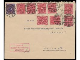 Brief der deutschen Gesandtschaft in Stockholm nach Halle, vorderseitig roter R3  Geprüft / Deutsche Gesandtschaft / Stockhol