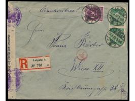 Auslands-R-Brief mit Stempel  Leipzig 4  22.6.23 nach Wien, Durchgangstempel Dresden Altst. ... (aptiert) 23.6.23, links Vers