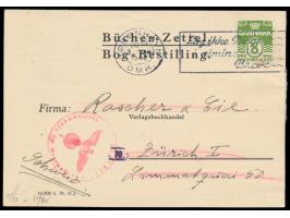 8 Öre auf Karte aus Kopenhagen, Stempel 3.1.42 nach Zürich, Bestellung eines englischen Sprach-Lehrbuches, OKW-Zensur Frankfu
