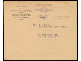 französischer Postsache-Umschlag mit Absender-L3  Zulassungs-Stelle der Telegramm-Prüfstelle,  Maschinenstempel Paris ?.1.194