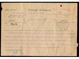 Aufnahmeformular für ein Telegramm von Helsinki nach Wien, roter L2  Gepr. ATP - G / 14  der Telegramm-Zensurstelle Wien, Tag