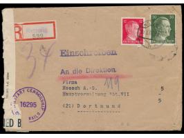 12 und 30 Pf. Hitler auf &nbsp;Einschreibbrief &nbsp;mit Stempel &nbsp;Kettwig &nbsp;20.3.45 nach Dortmund, trotz der geringe