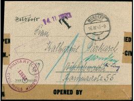 österr. Stempel &nbsp;Mondsee &nbsp;16.4.45 auf unfrankiertem Faltbrief nach Bischofswerda, T-Stempel und R1 &nbsp;Nachgebühr
