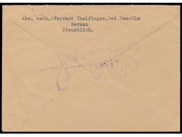 Behördenbrief mit Stempel  Thalfingen  26.8.45 nach Günzburg, handschriftlich Gebühr bezahlt, rückseitig  Zensurstempel  der 