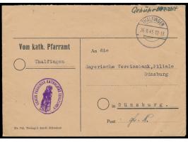 Behördenbrief mit Stempel  Thalfingen  26.8.45 nach Günzburg, handschriftlich Gebühr bezahlt, rückseitig  Zensurstempel  der 
