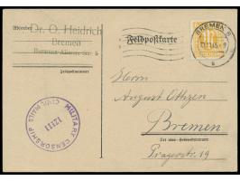 Ortskarte mit Maschinenstempel &nbsp;Bremen 5 &nbsp;21.11.45, Zensurstempel mit Nr. 12111 (kleine Ziffern) der &nbsp;US-Zensu