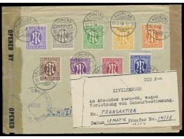 kompletter AM-Post-Satz (amerikanischer Druck) auf &nbsp;Auslands-R-Brief &nbsp;in die Schweiz, alter bayrischer Gitterstempe