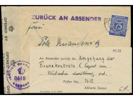 EF 75 Pf. Ziffer auf &nbsp;Auslandsbrief &nbsp;mit Stempel &nbsp;Hamburg &nbsp;7.12.46 nach Polen, links britischer Zensurver