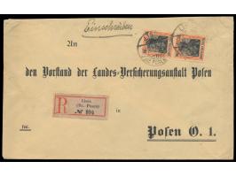 Abtretungsgebiet der Preußischen Provinz Posen: &nbsp;Einschreibbrief aus dem unter deutscher Verwaltung stehenden Teil der P