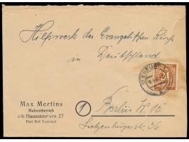 24 Pf. Ziffer auf Brief mit Stempel Erfurt 1 &nbsp;8.4.47 &nbsp;nach Berlin, rückseitig sowjetischer Zensurstempel 6362, &nbs