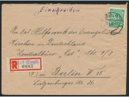 Einschreibbrief von &nbsp;Adorf (Vogtl) &nbsp;10.6.47 nach Berlin W 15, rückseitig violetter sowjetischer Zensurstempel mit N