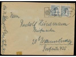 2 x 12 Pf. Kontrollrat auf Brief mit Maschinenstempel &nbsp;Gera 4 &nbsp;22.6.47 nach Braunschweig, rückseitig seltener sowje