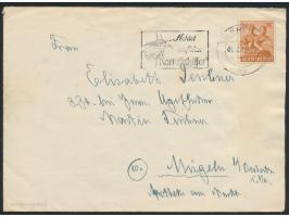 24 Pf. Kontrollrat auf Brief mit Maschinenstempel Erfurt 1.7.47 nach Mügeln, rückseitig violetter sowjetischer Zensurstempel 