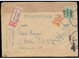 24 Pf. und 84 Pf. auf Einschreibbrief 2. Gewicht aus  Feldberg (Meckl)  nach Berlin SW 61, Ankunftstempel 13.12.47, rechts Po