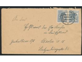 Paar 12 Pf. Kontrollrat auf Brief Calau (Niederlausitz) 16.12.47 nach Berlin W 15, rückseitig violetter sowjetischer Zensurst