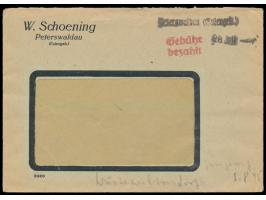 Deutsche Postverwaltung in Niederschlesien:  seltener schwarzer Not-L1  Peterswaldau (Eulengeb.)  mit Datum-L1 28. Juli (1945