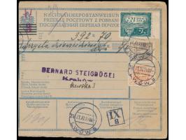 Nachnahme-Postanweisung  auf 392 K. (dreisprachiges österreichisches Formular), Frankatur 10 H., 20 h. und 1 K., aptierter St