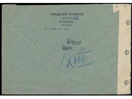 Postfreistempel  Hamburg 1  26.7.46 mit aptiertem Wertrahmen 24 Pf. auf Behördenbrief  nach Stettin,  Kontrollrat 6 Pf. und 3