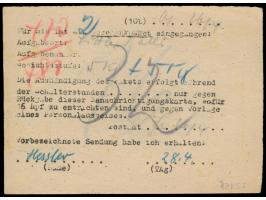 2 x 30 Pf. Ziffer mit Stempel  Lampertswalde über Oschatz  28.4.47 auf  Benachrichtigungskarte für zwei Geschenkpakete  (hekt