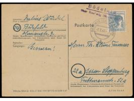 violetter Not-L2 &nbsp;Bödefeld über Bestwig (Sauerland) &nbsp;und Normstempel Bestwig (Sauerland) 2.7.47 auf Postkarte mit 1