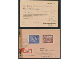 Leipziger Frühjahrsmesse 1947:  24 Pf. und 60 Pf. auf Einschreibbrief mit Tagesstempel  Leipzig C 1  25.7.47 nach München, Bl