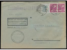 2. Kontrollratserie 12 Pf. und 2 x 40 Pf.  mit POL-Lochung  der Polizeidirektion Halle (Saale) auf  Orts-Zustellurkunde,  Ste