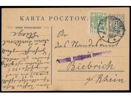 Polnisches Aufstandsgebiet in Westpreußen, &nbsp;seltene Ganzsache 10 F (&quot;Karta Pocztowa&quot; = 77 mm) mit Zusatzfranka