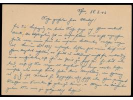 Ganzsache 5 Pf. Ziffer als Ortskarte mit Stempel  Frankfurt (Main) Süd 10  1.3.46 -9,  Briefkastenleerung  am Porto-Wechselta