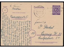 Ganzsache 6 Pf. Ziffer mit Maschinenstempel  Bautzen 2  15.2.46 nach Leipzig, seltene Frühverwendung in der OPD Dresden, Beda