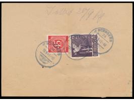 Ganzsache 45 Pf. &nbsp;Ziffer als &nbsp;Notpaketkarte, &nbsp;rückseitig 45 Pf. und 2 M. als Portoergänzung, Stempel &nbsp;Nür