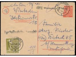 Ganzsache 45 Pf. &nbsp;Ziffer (Verkaufspreis 30 Pf.) als &nbsp;Notpaketkarte, &nbsp;vorderseitig 1 M. Taube (links unten klei