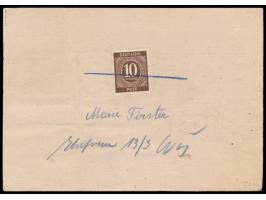 Ganzsache 12 Pf.  Arbeiter   mit Zusatzfrankatur 10 Pf. Ziffer (rückseitig), 8 Pf. Arbeiter und 1 M. Taube als  Notpaketkarte