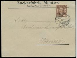 Westpreußisches Abtretungsgebiet: &nbsp;20 f Sejm auf Firmenbrief der Zuckerfabrik Montwy, weiterverwendeter deutscher Stempe