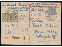 Ganzsache 12 Pf.  Arbeiter   mit Zusatzfrankatur 2 x 30 Pf. Ziffer und 2 Pf., 6 Pf., 12 Pf. und 12 x 24 Pf. Arbeiter als  Not