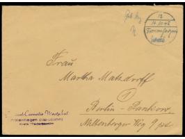 Kreisstempel und handschriftlicher Aufgabevermerk  Freienhagen Nordb. 14.11.45 Geb.  bez. 12 Pf.  auf Brief nach Berlin-Panko