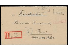 2 x wiederverwendeter  Preußen-R2 Peitz  ohne Datum und roter R2 Gebühr bezahlt auf  Einschreibbrief  nach Berlin, rückseitig