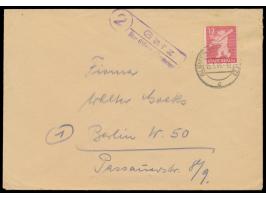 12 Pf. Bär auf Brief mit Stempel Glöwen (Westprignitz) 15.1.46 und Aufgabestempel der PSt I  (2) Garz über Glöwen (Westprign)