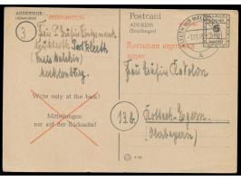 Behelfsganzsache &nbsp;der OPD Schwerin 6 Pf., Stempel &nbsp;Kleeth (Kr Malchin, Meckl) &nbsp;1.11.45, nach Rottach-Egern, la